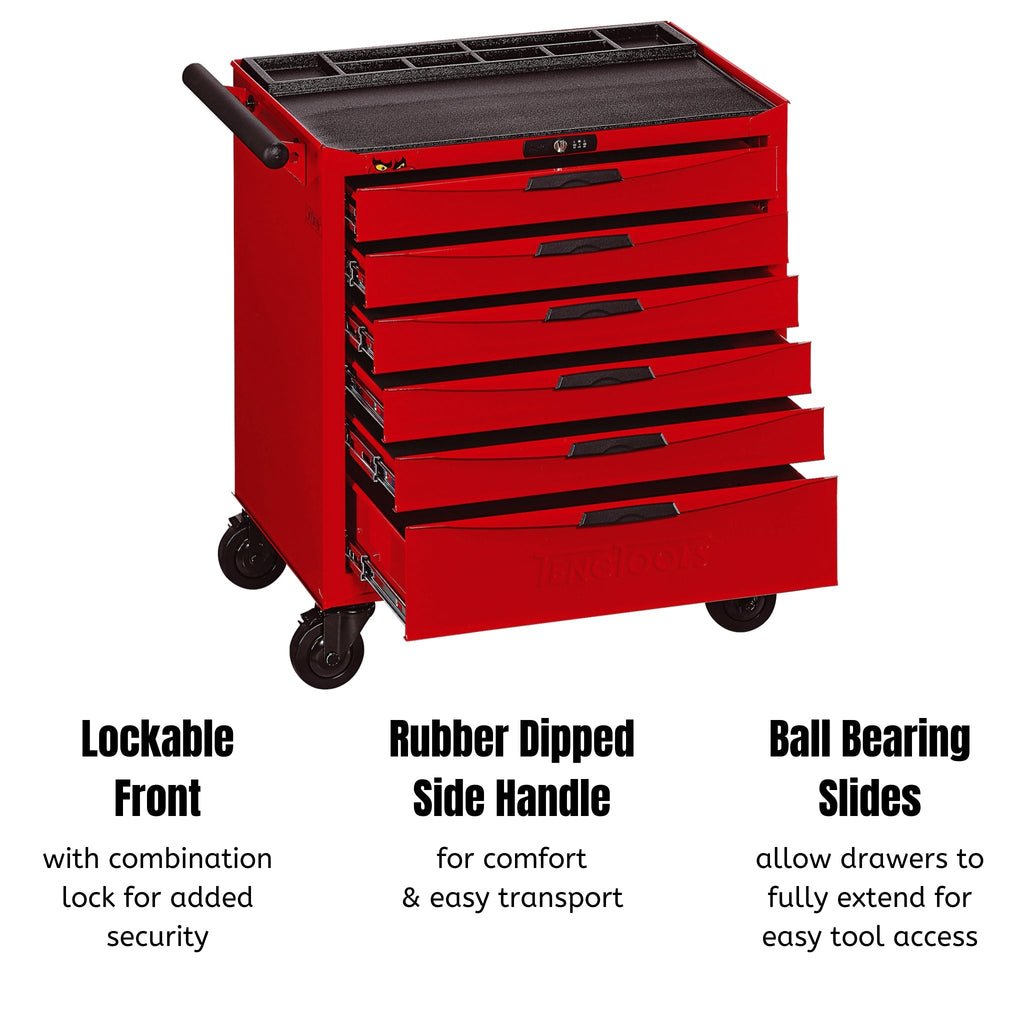 Teng Tools 6 Drawer Heavy Duty Roller Cabinet Tool Chest / Wagon - TCW806N-Tool Storage-Grease Monkey Garage