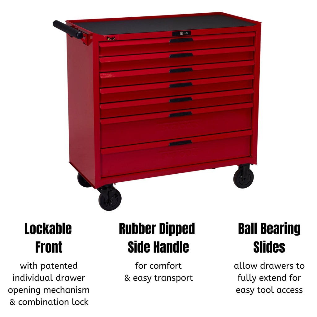 Teng Tools 7 Drawer 37 Inch Wide Heavy Duty Roller Cabinet Tool Chest / Wagon - TCW207N-Tool Storage-Grease Monkey Garage