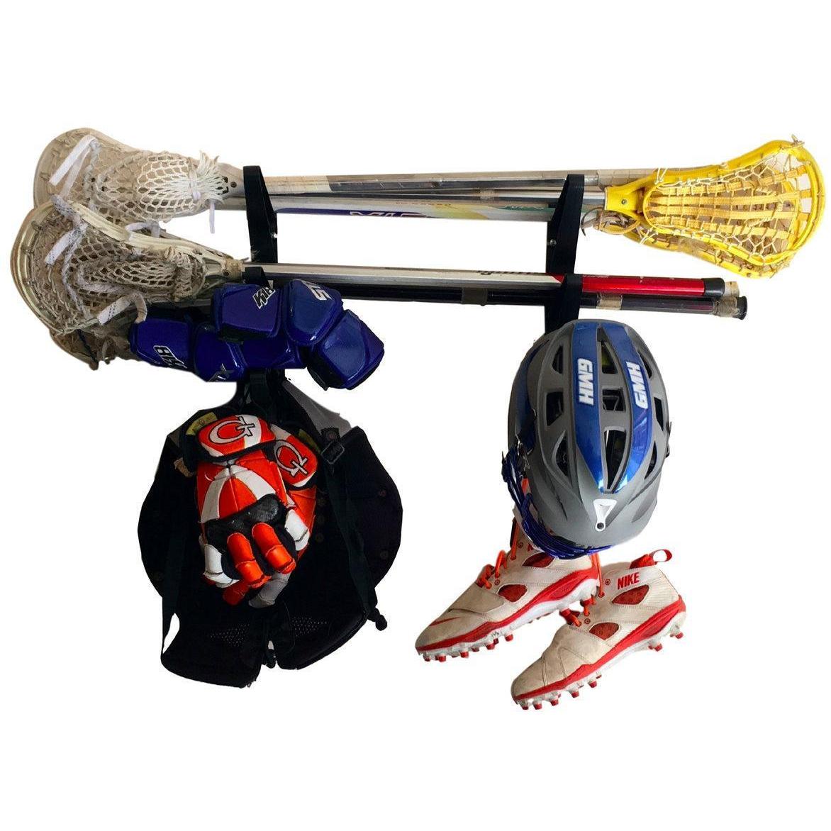 Trifecta Lacrosse Stick Storage Rack | 3 Levels-Wall Mounted-Grease Monkey Garage