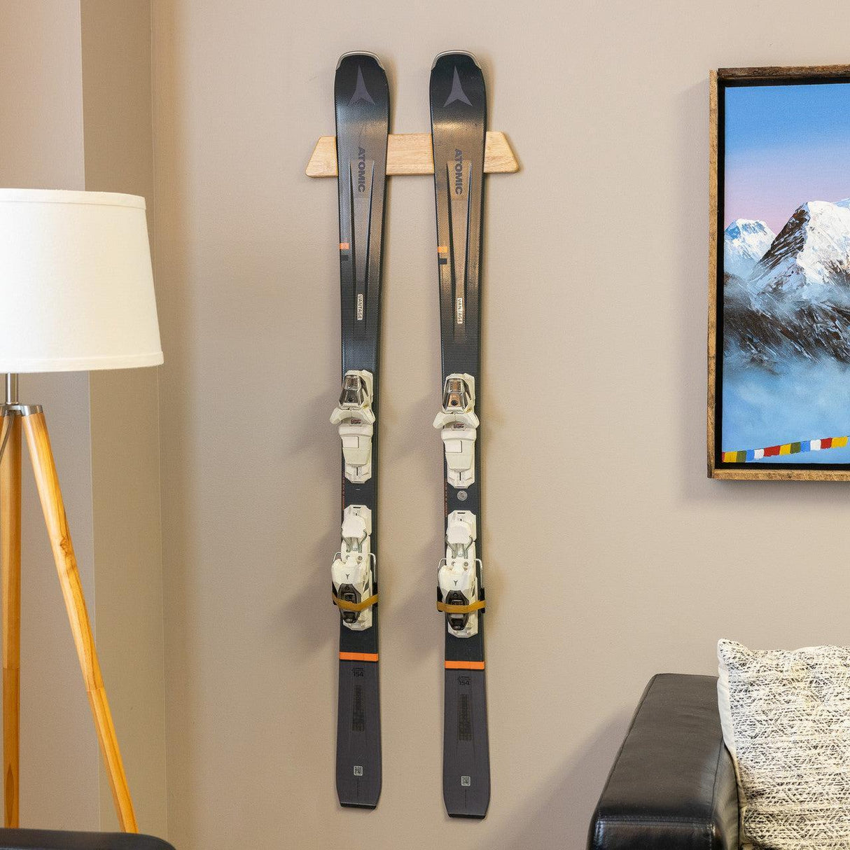 Vail Ski Display | Minimalist Wood Rack | Medium-Wall Mounted-Grease Monkey Garage