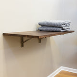 Wakefield Foldable Workbench | Dark Wood Tabletop with Stainless Hardware | Heavy-Duty Table-Wall Mounted-Grease Monkey Garage