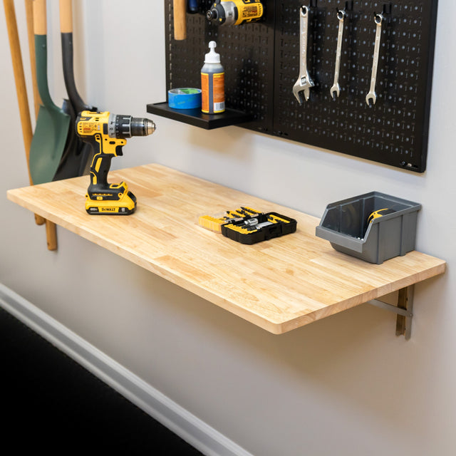 Wakefield Foldable Workbench | Heavy-Duty Table-Wall Mounted-Grease Monkey Garage