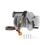 Wall Mounted Hose Reel-Stainless Steel-Manual Crank Garden Hose Reel-Grease Monkey Garage