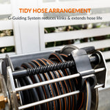 Wall Mounted Hose Reel-Stainless Steel-Manual Crank Garden Hose Reel-Grease Monkey Garage