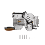 Wall Mounted Hose Reel-Stainless Steel-Manual Crank Garden Hose Reel-Grease Monkey Garage