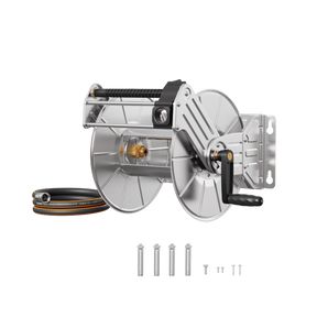 Wall Mounted Hose Reel-Stainless Steel-Manual Crank Garden Hose Reel-Grease Monkey Garage