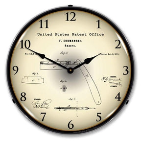 1874 Straight Razor Patent Backlit LED Clock-LED Clocks-Grease Monkey Garage