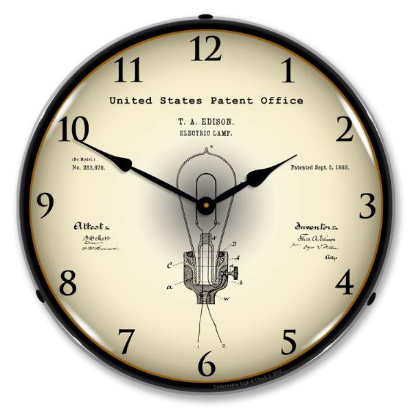 1882 Edison Bulb Patent Backlit LED Clock-LED Clocks-Grease Monkey Garage