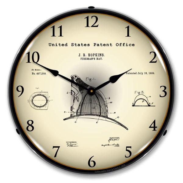 1889 Hopkins Firemans Hat Patent Backlit LED Clock-LED Clocks-Grease Monkey Garage