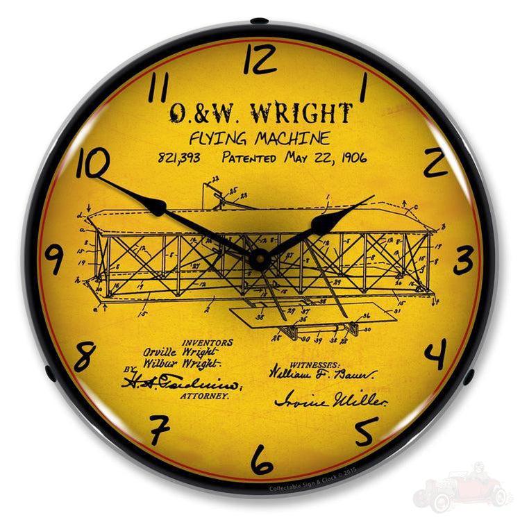 1906 Wright Flyer Patent LED Clock-LED Clocks-Grease Monkey Garage