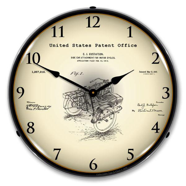 1913 Side Car for Motorcycles Patent Backlit LED Clock-LED Clocks-Grease Monkey Garage