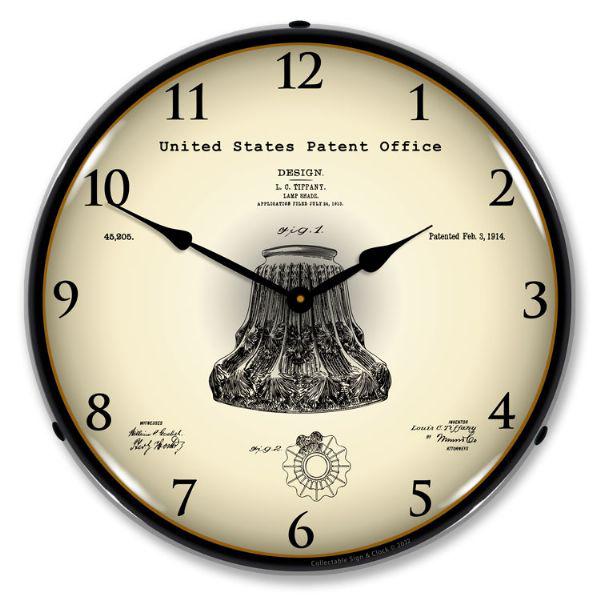 1914 Louis Comfort Tiffany Lamp Shade Patent Backlit LED Clock-LED Clocks-Grease Monkey Garage
