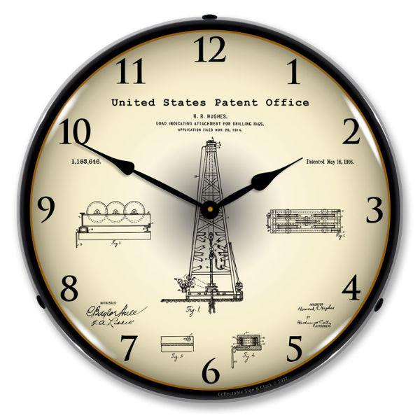 Grease Monkey Garage Howard Hughes Oil Drilling Rig Patent Clock