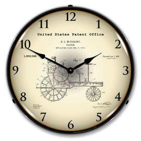 1919 Antique Tractor Patent Backlit LED Clock-LED Clocks-Grease Monkey Garage