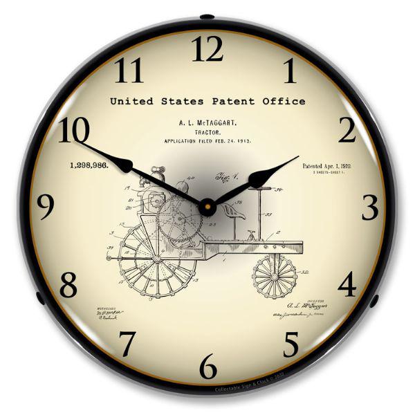 1919 Antique Tractor Patent Backlit LED Clock-LED Clocks-Grease Monkey Garage