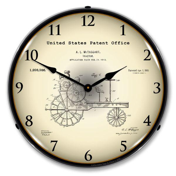 1919 Antique Tractor Patent Backlit LED Clock-LED Clocks-Grease Monkey Garage
