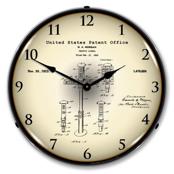 1922 First Traffic Signal G. A. Morgan Patent Backlit LED Clock-LED Clocks-Grease Monkey Garage