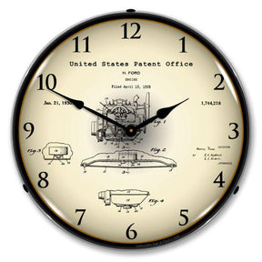 1928 Henry Ford Engine Patent Backlit LED Clock-LED Clocks-Grease Monkey Garage