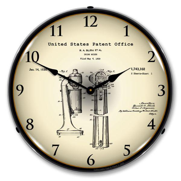 1929 Soda Fountain Drink Mixer Patent Backlit LED Clock-LED Clocks-Grease Monkey Garage