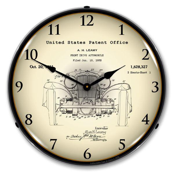 1930 L- 29 Cord A. H. Leamy Front Wheel Drive Patent Backlit LED Clock-LED Clocks-Grease Monkey Garage
