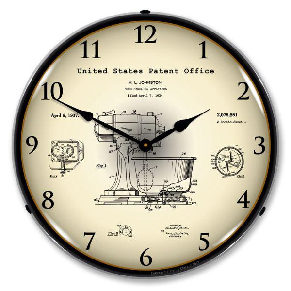 1934 Kitchen Mixer Patent Backlit LED Clock-LED Clocks-Grease Monkey Garage