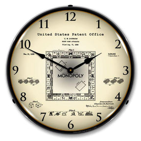 1935 Monopoly Game Patent Backlit LED Clock-LED Clocks-Grease Monkey Garage