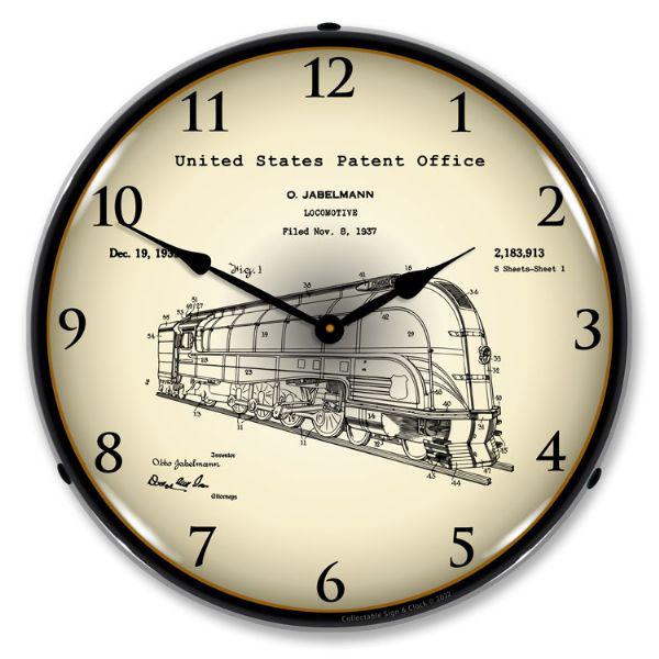 1937 Jabelmann Locomotive Patent Backlit LED Clock-LED Clocks-Grease Monkey Garage
