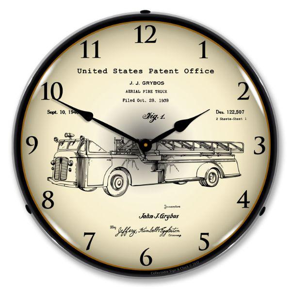 1939 Fire Truck Patent Backlit LED Clock-LED Clocks-Grease Monkey Garage