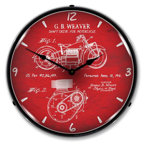 1941 Indian Motorcycle Patent LED Clock-LED Clocks-Grease Monkey Garage