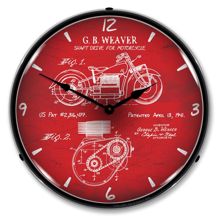 1941 Indian Motorcycle Patent LED Clock-LED Clocks-Grease Monkey Garage