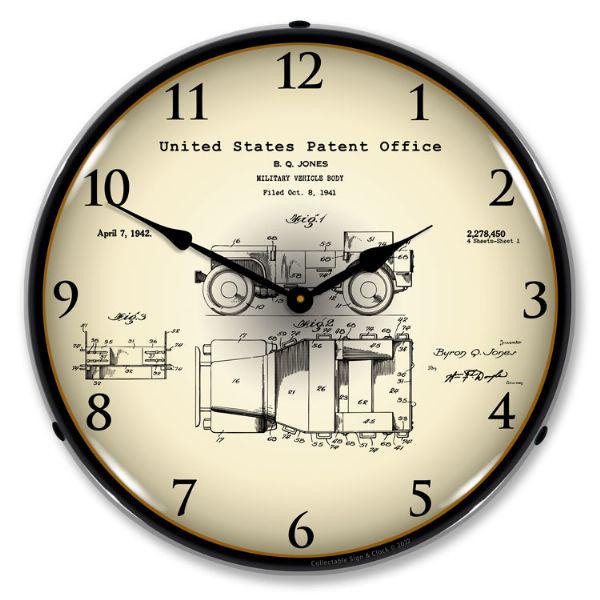 1941 Jeep Military Vehicle Patent Backlit LED Clock-LED Clocks-Grease Monkey Garage