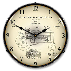 1942 John Deere McCormick Tractor Patent Backlit LED Clock-LED Clocks-Grease Monkey Garage