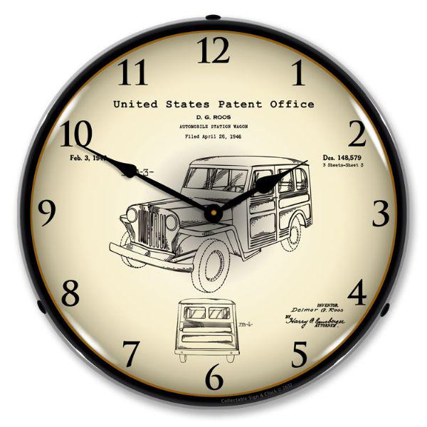1946 Willys Jeep Station Wagon Patent Backlit LED Clock-LED Clocks-Grease Monkey Garage