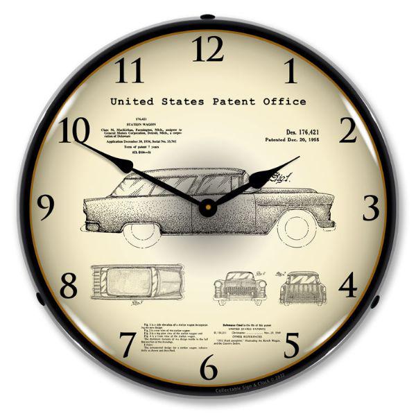 1955 Chevrolet Nomad Wagon Patent Backlit LED Clock-LED Clocks-Grease Monkey Garage