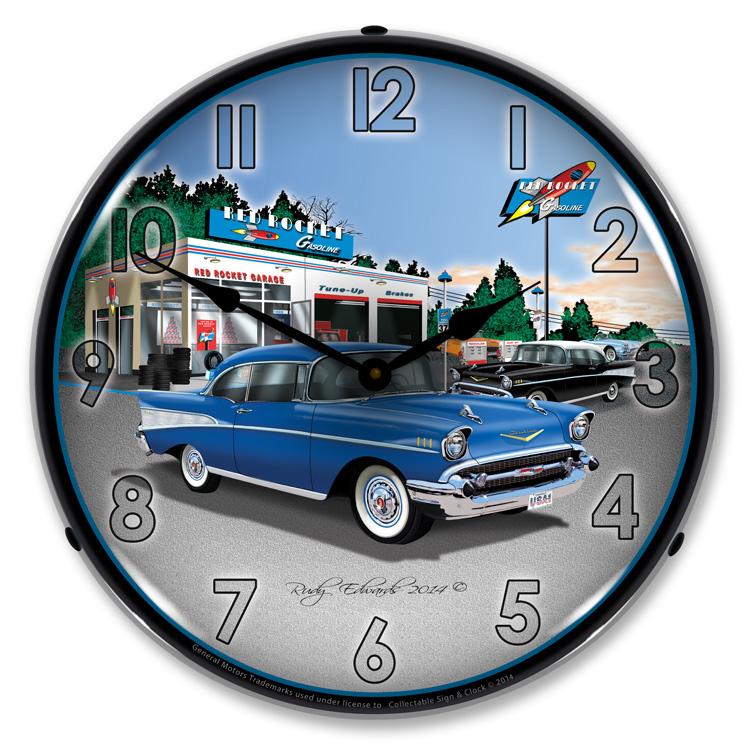 1957 Bel Air Rocket Gas LED Clock-LED Clocks-Grease Monkey Garage
