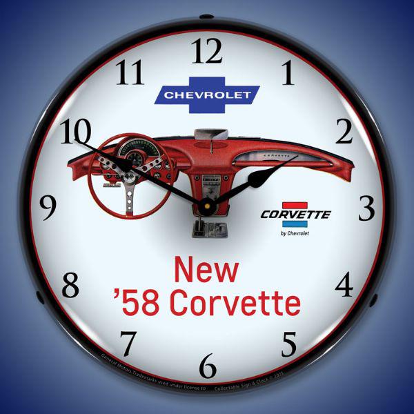 1958 Corvette Dash Backlit LED Clock-LED Clocks-Grease Monkey Garage