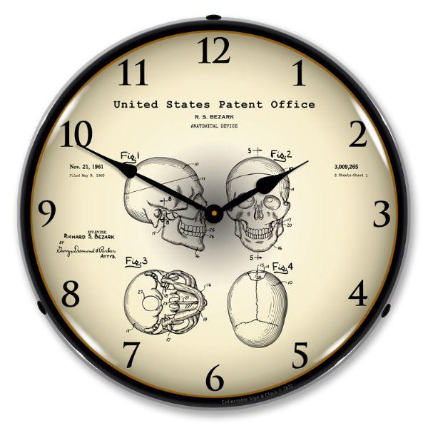 Grease Monkey Garage 1960 Anatomical Skull Patent Clock