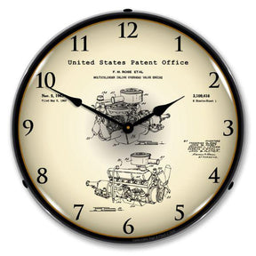 1960 Chrysler 220 Slant Six Engine Patent Backlit LED Clock-LED Clocks-Grease Monkey Garage