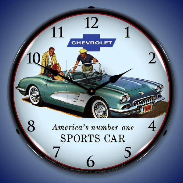 1960 Corvette Backlit LED Clock-LED Clocks-Grease Monkey Garage