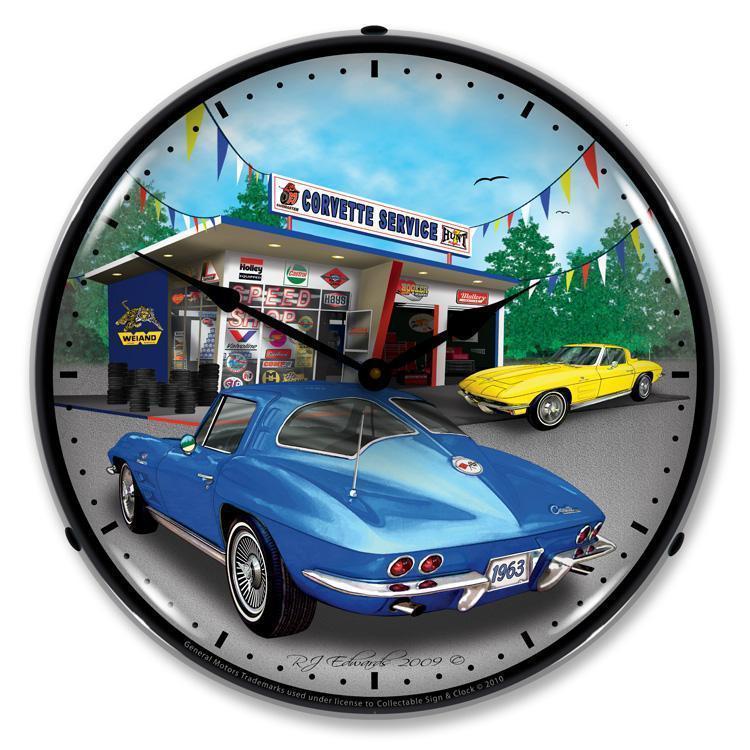 1963 Corvette Backlit LED Clock-LED Clocks-Grease Monkey Garage
