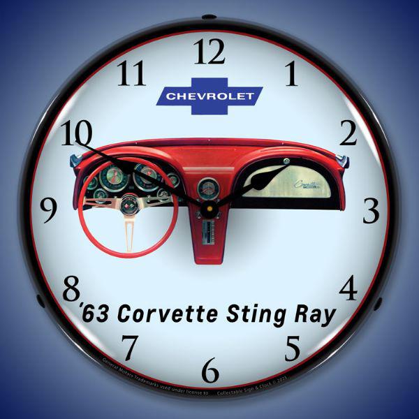1963 Corvette Dash Backlit LED Clock-LED Clocks-Grease Monkey Garage