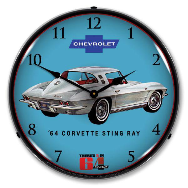 1964 Corvette Sting Ray Backlit LED Clock-LED Clocks-Grease Monkey Garage