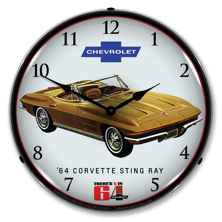 1964 Corvette Sting Ray LED Clock-LED Clocks-Grease Monkey Garage