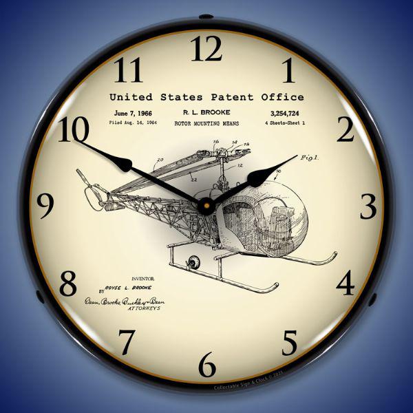 1966 Bell 47D-1 Helicopter Patent Backlit LED Clock-LED Clocks-Grease Monkey Garage