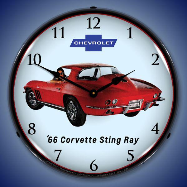 1966 Corvette Sting Ray Backlit LED Clock-LED Clocks-Grease Monkey Garage