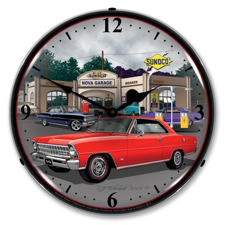 1967 Nova (red) Backlit LED Clock-LED Clocks-Grease Monkey Garage