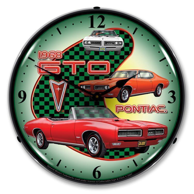 1968 Pontiac GTO Backlit LED Clock-LED Clocks-Grease Monkey Garage