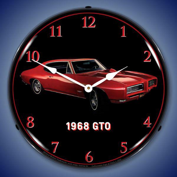 1968 Pontiac GTO Red Backlit LED Clock-LED Clocks-Grease Monkey Garage