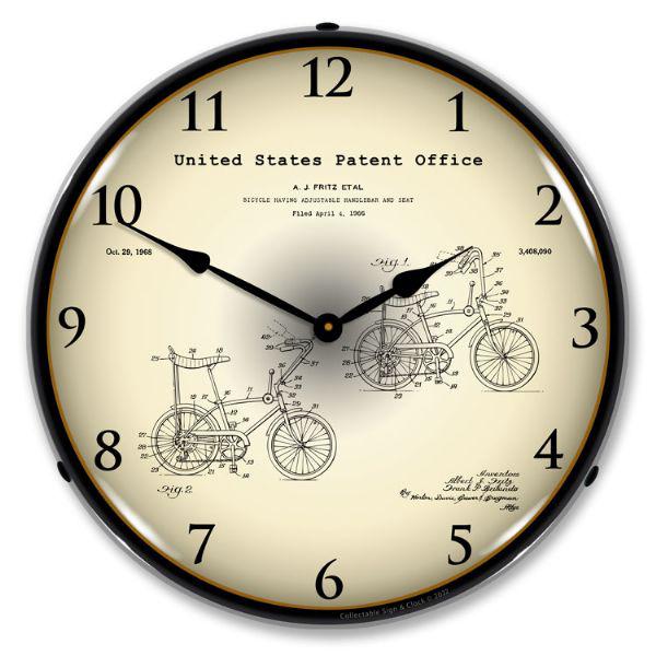 1968 Stingray Bicycle Patent Backlit LED Clock-LED Clocks-Grease Monkey Garage