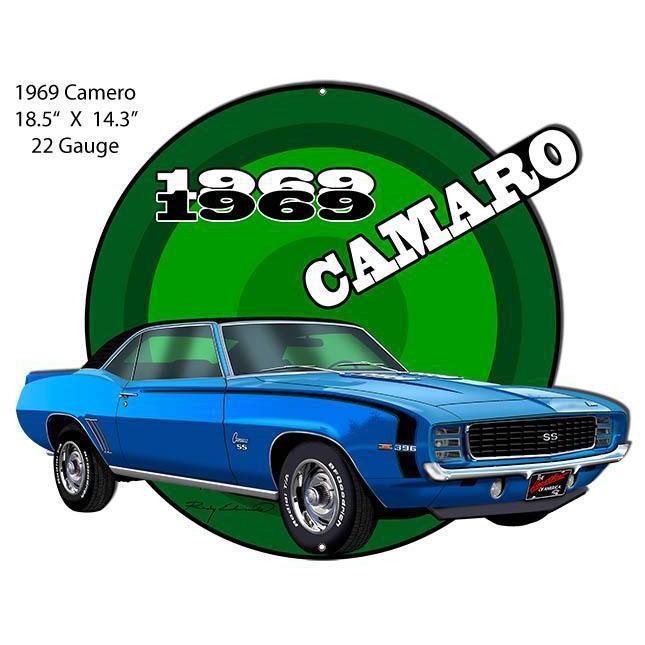 1969 Blue Camaro SS Laser Cut Metal Sign-Metal Signs-Grease Monkey Garage